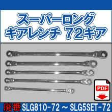 SLG810-72 SLG1214-72 SLG1315-72 SLG1618-72 SLG1719-72 SLG5SET-72 スーパーロングギアレンチ(左右首振りタイプ)72ギア